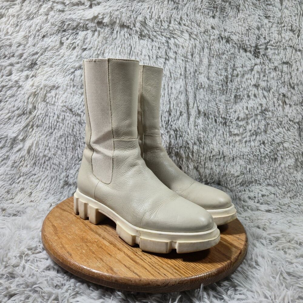 Free People Y2K Platform Boots Wmn 8.5-9.5/10.16 In EU 39.5 White Leather Chunky
